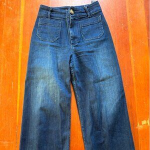 The Colette Cropped Wide-Leg Jeans by Maeve, Size 26